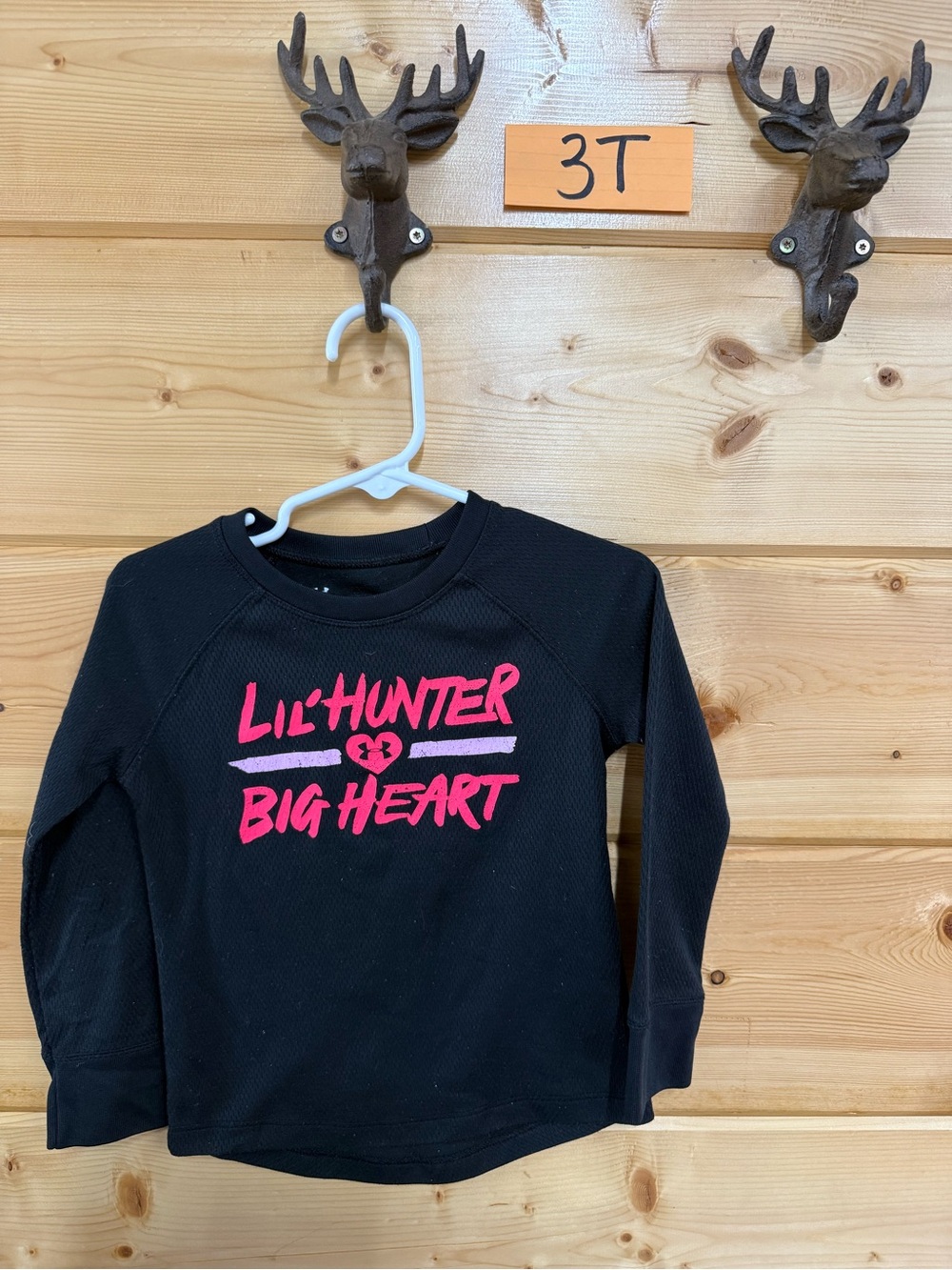 Under Armour Girls' Black Long Sleeve Tee with Hot Pink Graphic - 3T